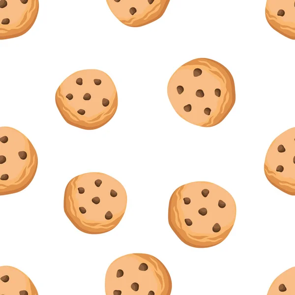 Biscuits Aux Pépites Chocolat Motif Sans Couture Dans Style Dessin — Image vectorielle
