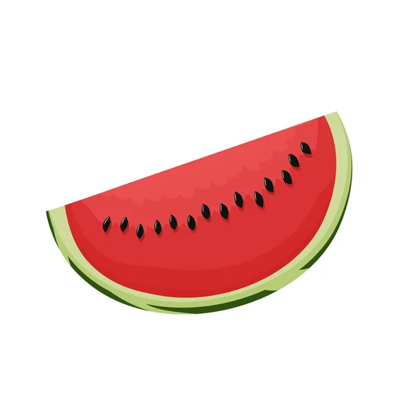 Watermelon Slice Cartoon Vector Illustration White Background Isolated Ripe Watermelon — Stock Vector