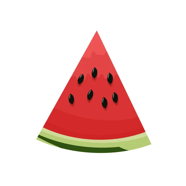 Watermelon Slice Black Seeds Cartoon Vector Illustration Isolated Watermelon Triangle — Stock Vector