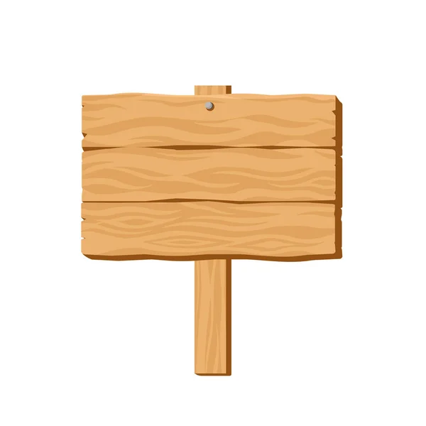 Blank Wooden Signboard Made Three Boards Cartoon Style Vector Guidepost — Vector de stock
