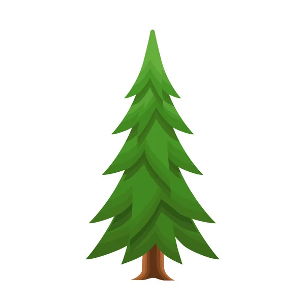 Dennenboom Cartoon Stijl Vector Illustratie Geïsoleerd Witte Achtergrond Groene Dennenboom — Stockvector