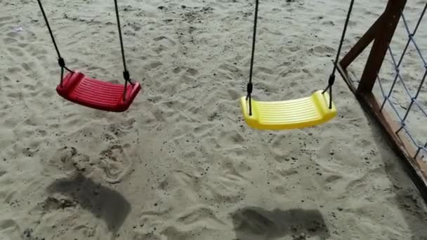 Children Swing Two Seats Children Swing Yellow Red Seats Seats — Video