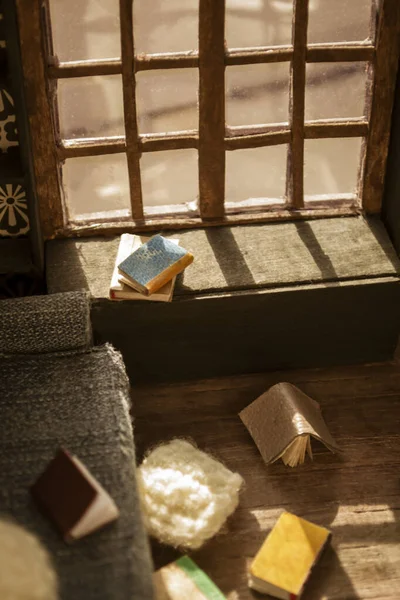 Комнатная Коробка Внутренний Вид Сказочных Книг Агно Интерьер Миниатюрного Дома — стоковое фото