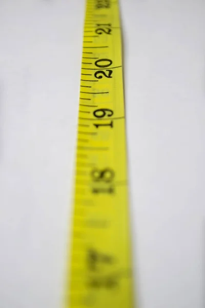 Yellow Ribbon Meter Sewing White Background Meter Measuring Models Ribbon — Stock Photo, Image