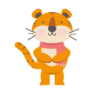 Eşarplı şirin çizgi film kaplanı.