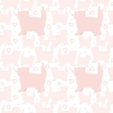 seamless pattern with cats and hearts. on a white background