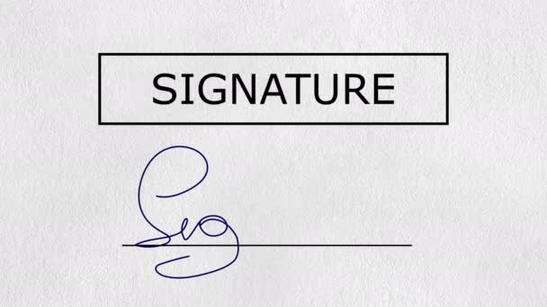 Animación de la firma del documento en el libro blanco — Vídeos de Stock