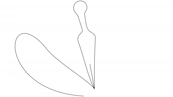 Само Рисование Шпильки Одной Линией Анимация Метательного Ножа Белом Фоне — стоковое видео