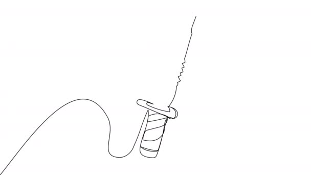 Самостійний Малюнок Мисливського Ножа Одній Лінії Білому Тлі Анімація Контуру — стокове відео