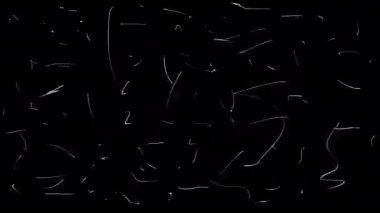 Çizimlerle 4k karalama animasyonu. Alfa kanallı beyaz çizgilerin stok videosu. Üst üste binen bir sanat efekti. Kural yok, sorun yok, güneş yok, 18, dalga, leke, evet, yukarı oklar, noktalar, çizimler, şebeke, desen.