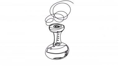 Beyaz bir arka planda, zehirli bir şişenin kendi kendine çizimi. 4K 'da alfa kanallı zehir animasyonu. Whiteboard, sunum, klip, Cadılar Bayramı için tanıtım.