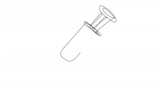 Self Drawing Medical Syringe One Line White Background Animation Prick — Stock Video