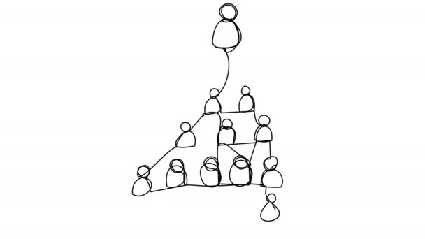 Doodle Animation Businesspeople Pyramid White Background Self Drawing Chain Office — Stock Video