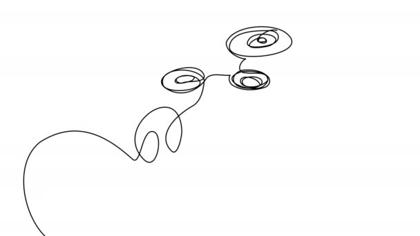 Self Drawing Drone Sending One Line Animation Flying Copter Load — Stock Video