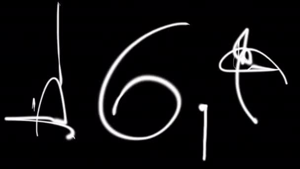 4k анимация каракули с числами с помощью белого аэрозоля может — стоковое видео