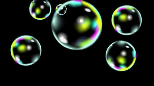 Animation Soap Bubbles Black Background Stock Footage Kids Entertainment Overlays — Stock Video