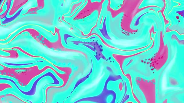 Animatie Van Marmeren Inkt Abstractie Loopbeweging Van Blauw Roze Paarse — Stockvideo
