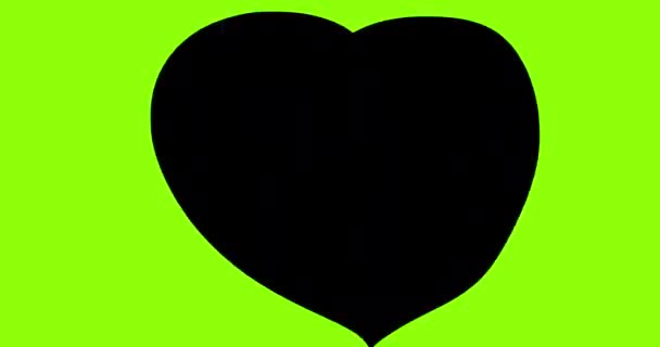 在带有 通道的绿色屏幕上动画心脏 爱情视频中场景之间的转换 Stock 2D电影 — 图库视频影像