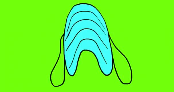 Animação Uma Máscara Médica Voadora Uma Tela Verde Símbolo Desenho — Vídeo de Stock