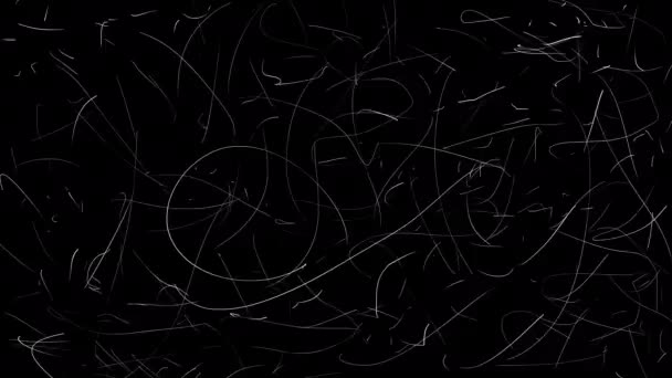 ホワイトスケッチ ストロークの混沌とした動き アートクリップのデザインのための4Kアニメーション 古い時代に傷を与える 特殊効果のためのストックビデオ — ストック動画
