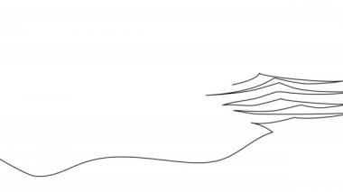 Sahildeki iki çadırın 4k animasyon çizimi. Tek sıra halinde sahilde kamp kurun. Turist bayrağı için yüksek kaliteli stok videosu. Beyaz tahta animasyonları ve sunumlar için doğada iki katına çıkar.