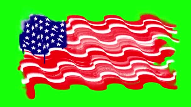 美国国旗以4K的质量迎风飘扬 绿色屏幕上用阿尔法通道表示美国的象征 股票动画视频 — 图库视频影像