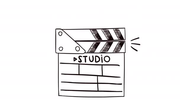 Studio Clapperboard Animation Beginning Film Shooting Stock Video Element Alpha — Stock Video