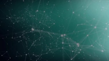 Koyu mavi arka planda pleksus animasyonu. Geometri ile soyut video stok. İşaret fişeğiyle modern iş geçmişi. Metin için 4k video.