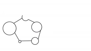 Beyaz sırtındaki devrelerin bir çizgi bağlantısının animasyonu. Kimyasal işlem. Birbirine bağlı çemberler. Bilgi grafikli 4K stok videosu. Sunum için hareket grafikleri olan beyaz tahta.