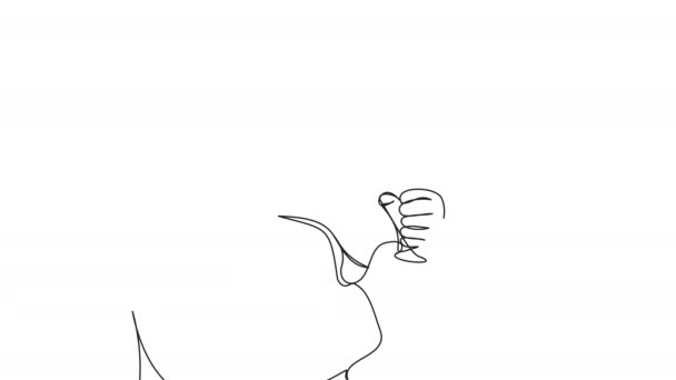 Self Drawing Guy Medical Mask Transponder White Background Line Animation — Stock Video