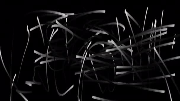 Animatie Met Witte Strepen Een Zwart Scherm Doodle Art Effect — Stockvideo