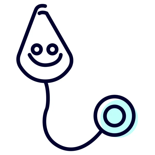 Radostný Lineární Stetoskop Bílém Pozadí Ikona Symbolem Pediatrie Zdravotní Péče — Stockový vektor