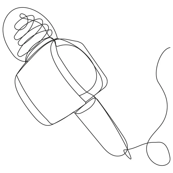 Presenter Microphone Drawn Continuous Line White Background Media Journalism Symbol — Stock Vector