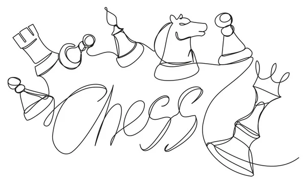 国际象棋在空中盘旋着一条白色背景的线 一套棋子 在线课程 版块的派对游戏的矢量图解 — 图库矢量图片