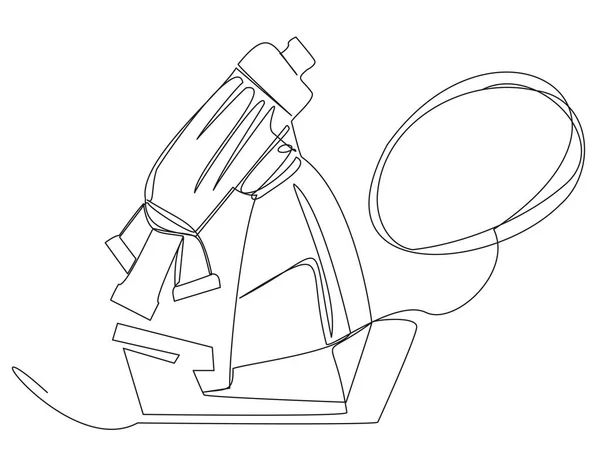 Microscopio Una Riga Con Una Bolla Dialogo Sfondo Bianco Attrezzatura — Vettoriale Stock