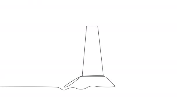 Farol do mar auto-desenhado em uma linha sobre um fundo branco. — Vídeo de Stock