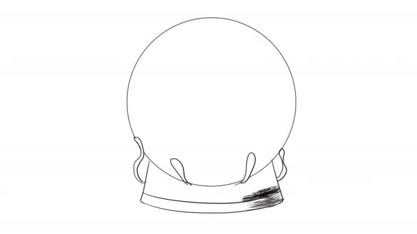 Auto-desenho de uma bola mágica esboço em uma tela branca — Vídeo de Stock