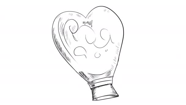 Auto-dibujar un boceto de una poción de amor sobre un fondo blanco. — Vídeo de stock