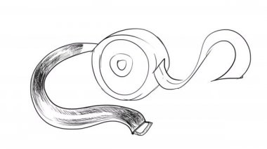 Self-drawing of a prosthetic eye in sketch style 