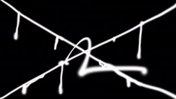 Animation with hand-drawn white spray on a black screen — Stock videók