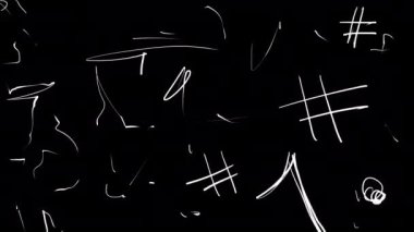 Animation with rough notes with a white line on a black screen. 