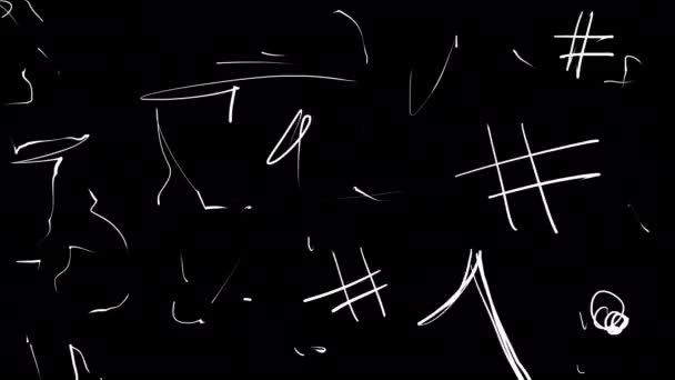 Animation with rough notes with a white line on a black screen. — Stockvideo