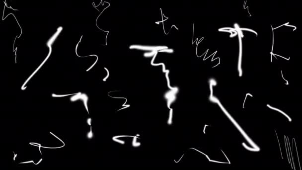 Doodle animation with white scratches, smudges, splashes and spray — Stock Video