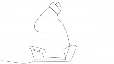 Beyaz arkaplanda tek bir satırda kendi kendine çizim yapan mikroskop