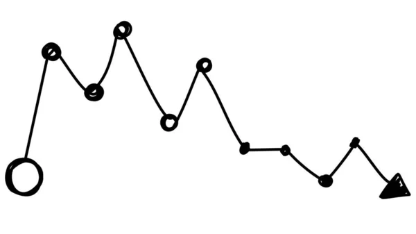 Linjediagram Över Finansmarknaden Med Kraftig Nedgång Krisrörelser Finansmarknaden Affärsgrafik För — Stock vektor