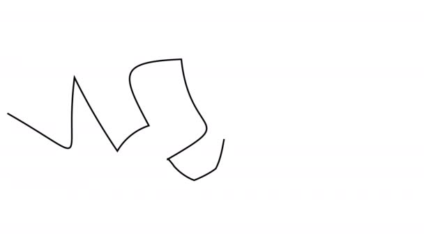 Krzywa pogrubiona strzałka samo-rysunek z jednej linii na białym ekranie. — Wideo stockowe