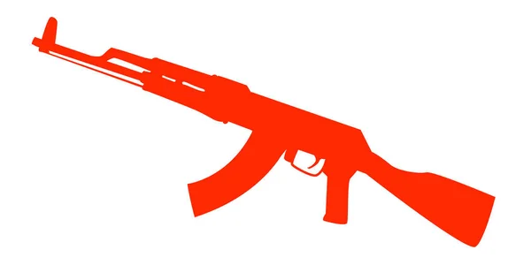 Silueta Útočné Pušky Bílém Pozadí Červené Světlo Kalašnikov Útočná Puška — Stockový vektor