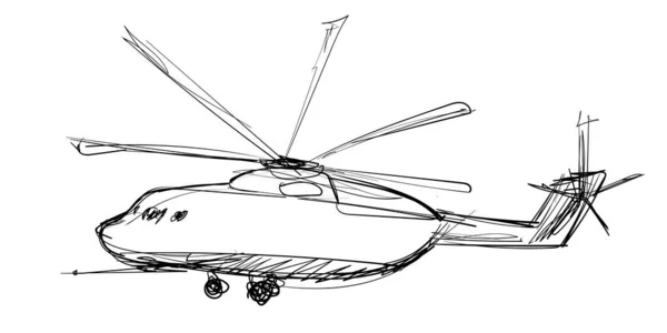 Ελικόπτερο Doodle σε λευκό φόντο. — Διανυσματικό Αρχείο