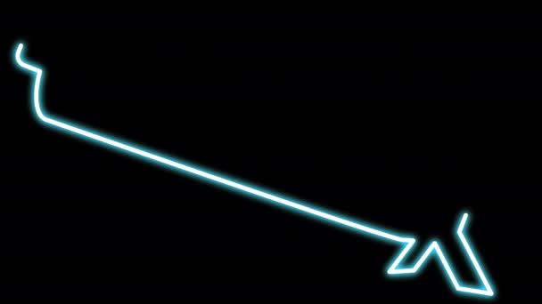 The outline of a neon bomb on a black background. — Stock Video