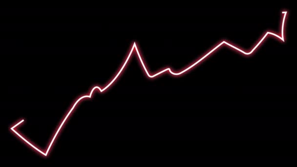Flecha roja de neón con movimiento ascendente. — Vídeo de stock